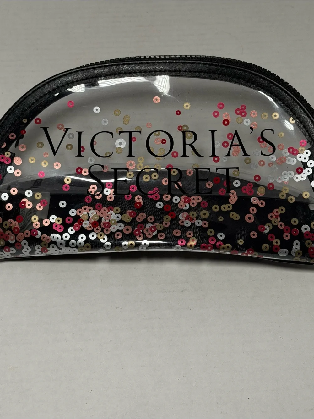 Victoria's Secret Clear Sparkle Confetti Makeup Cosmetic Bag Case
